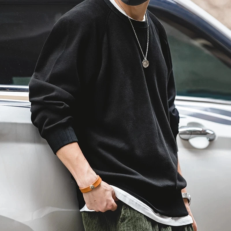 Men Vintage Hoodies Sweatshirt Oversize Loose Cotton Solid Thicken Warm Casual Knitting Hoodied Clothes