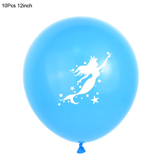 Mermaid Birthday Party Disposable Tableware Set Under The Sea Party Little Mermaid Girls 1st Birthday Decoration Shell Balloons 10pcs balloons