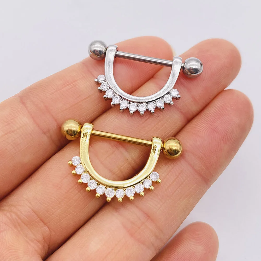 

Sexy Nipple Rings Stainless Steel CZ Nipplerings Shield Tongue Barbell Rings Bars Body Piercing Jewelry for Women