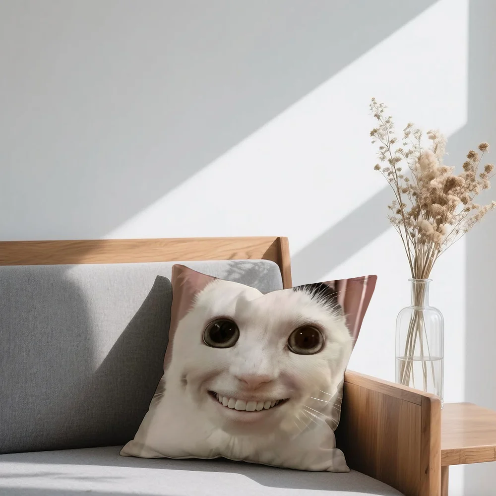 Humorous Cat Meme Skin-Friendly Sofa Cushion Cover