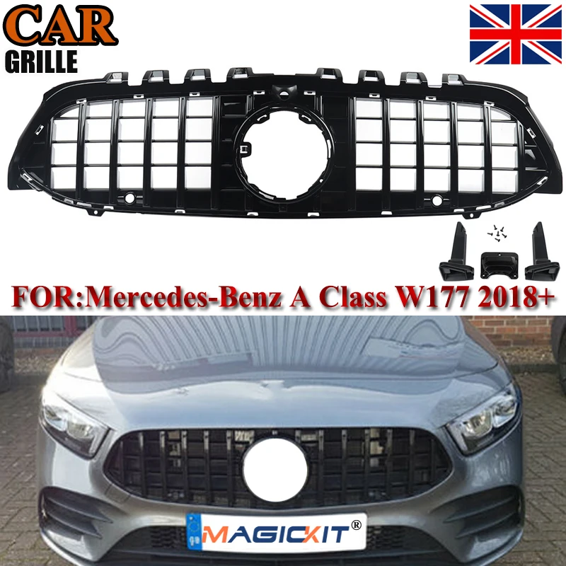 Magickit Per Mercedes Classe A W177 2018 + Griglia Anteriore Panamericana Gt Stile Nero Lucido