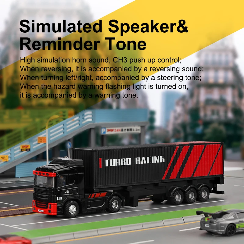 Tubro Racing C50 1:76 10CH Detachable Attachable Remote Control Trailer Simulation Lights Horn Full Scale RC Trailer Model Truck 3