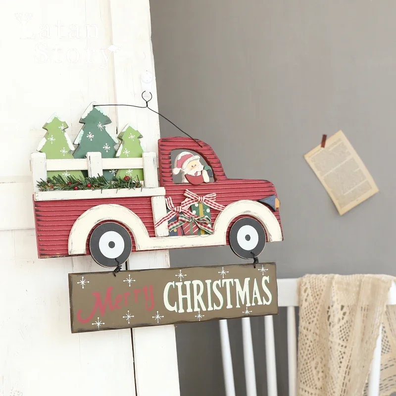 

Рождественские украшения, скандинавские автомобильные деревянные украшения, подвесные двери