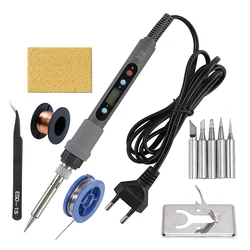 Enhanced Digital Adjustable Temperature Electric Soldering Iron for Precision Welding and Repair (80W SET - 3 EU Plug)