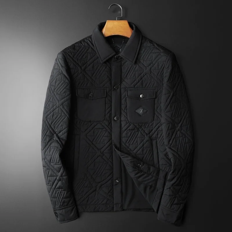 

Autumn Winter Male Parkas Luxury Solid Color Single Breasted Business Casual Man Jackets Fashion Black Men's Coats