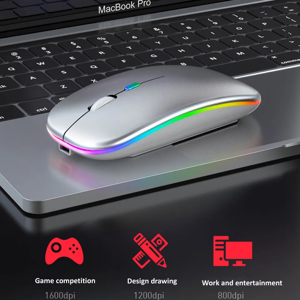 Wireless LED Backlit USB Rechargeable Bluetooth-compatible RGB Silent Gaming Mouse For Ipad Laptop PC Mause Gamer wireless mouse gaming mouse wireless gaming mouse wireless optical mouse