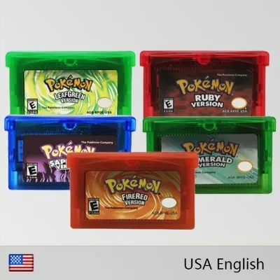 

Pokemon Series GBA Game 32 Bit Video Game Cartridge Console Card Emerald Ruby LeafGreen FireRed Sapphire USA Version for GBA/NDS