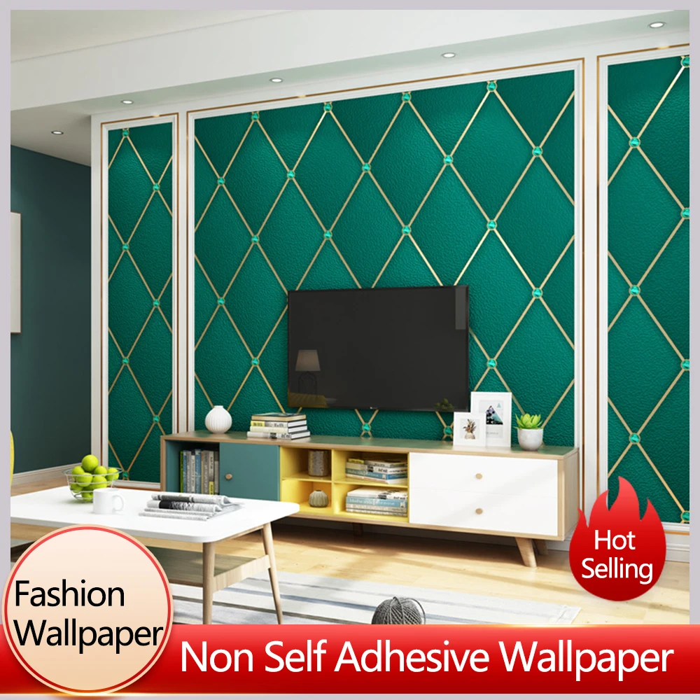 1Roll New Diamond Checkered Bedroom and Living Room Wallpapers Deerskin Velvet Diamond Decorative Wallpaper 3D aluminium alloy checkered tricolour car wheel decorative valve cap red