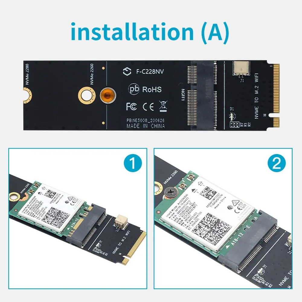 NGFF M.2 A+E Key To NVMe PCI Express SSD Port Converter Adapter F