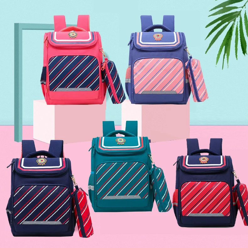 School Backpack Stitch School Stuff Black Pink Backpack Girls School Bags 1 To 3years 7-10 Years Old Load Relief Kit New