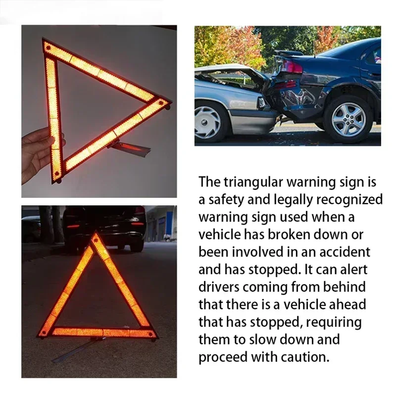 Triangle Reflective Warning Sign Foldable Red Car Hazard Breakdown Stand Emergency EU Portable Parking Rack Reflector