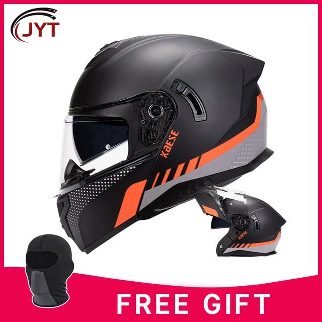 Casco de motocicleta de cara completa, casco modular integrado con  Bluetooth, casco abatible para cuatro estaciones, casco de doble visera,  micrófono
