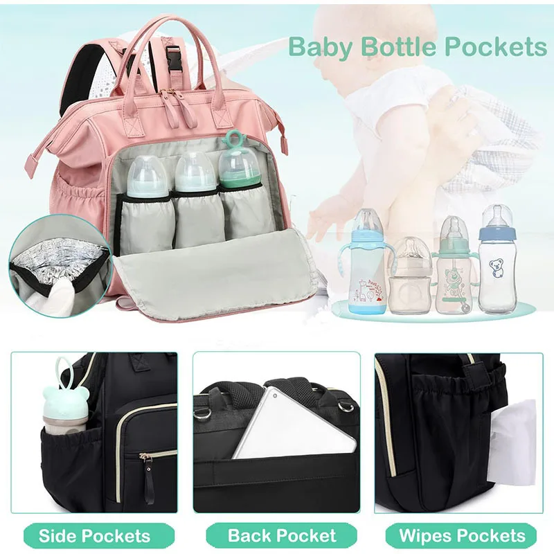 Mommy Diaper Stroller Hanging Bag Mother Large Capacity Nappy Backpacks With Changing Mat Convenient Baby Nursing Bags_voghion.com