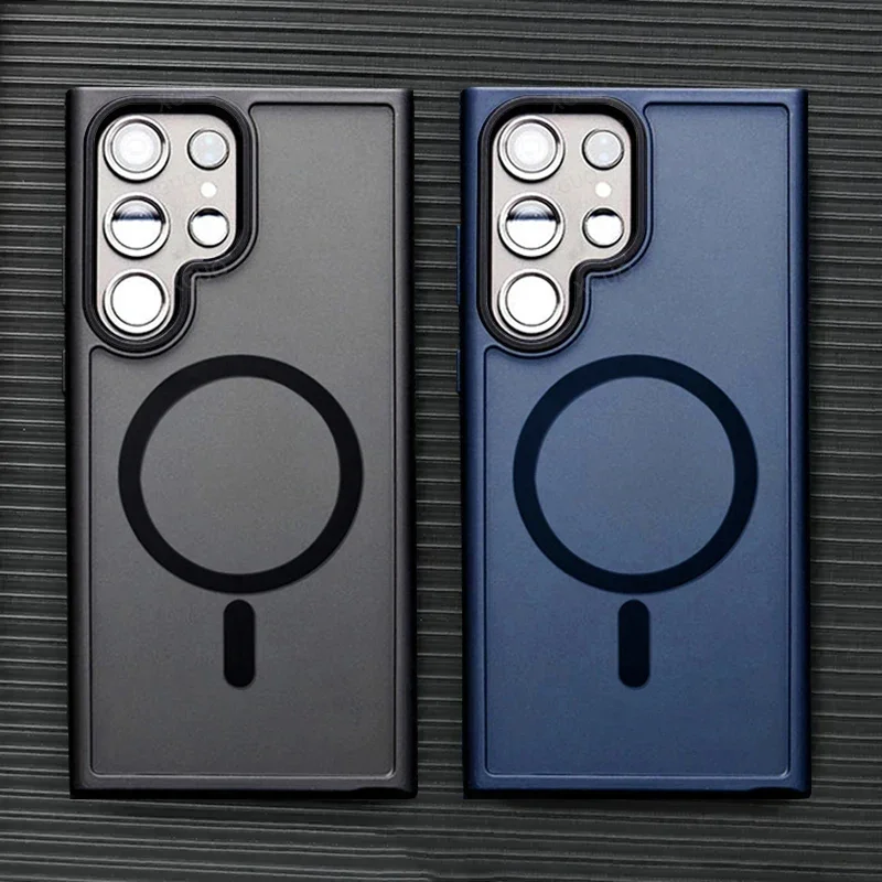 Luxury Matte Magnetic Translucency Phone Case for Samsung Galaxy S25 Ultra S24 S23 S22 Plus FE Magsafe Wireless Charge Cover