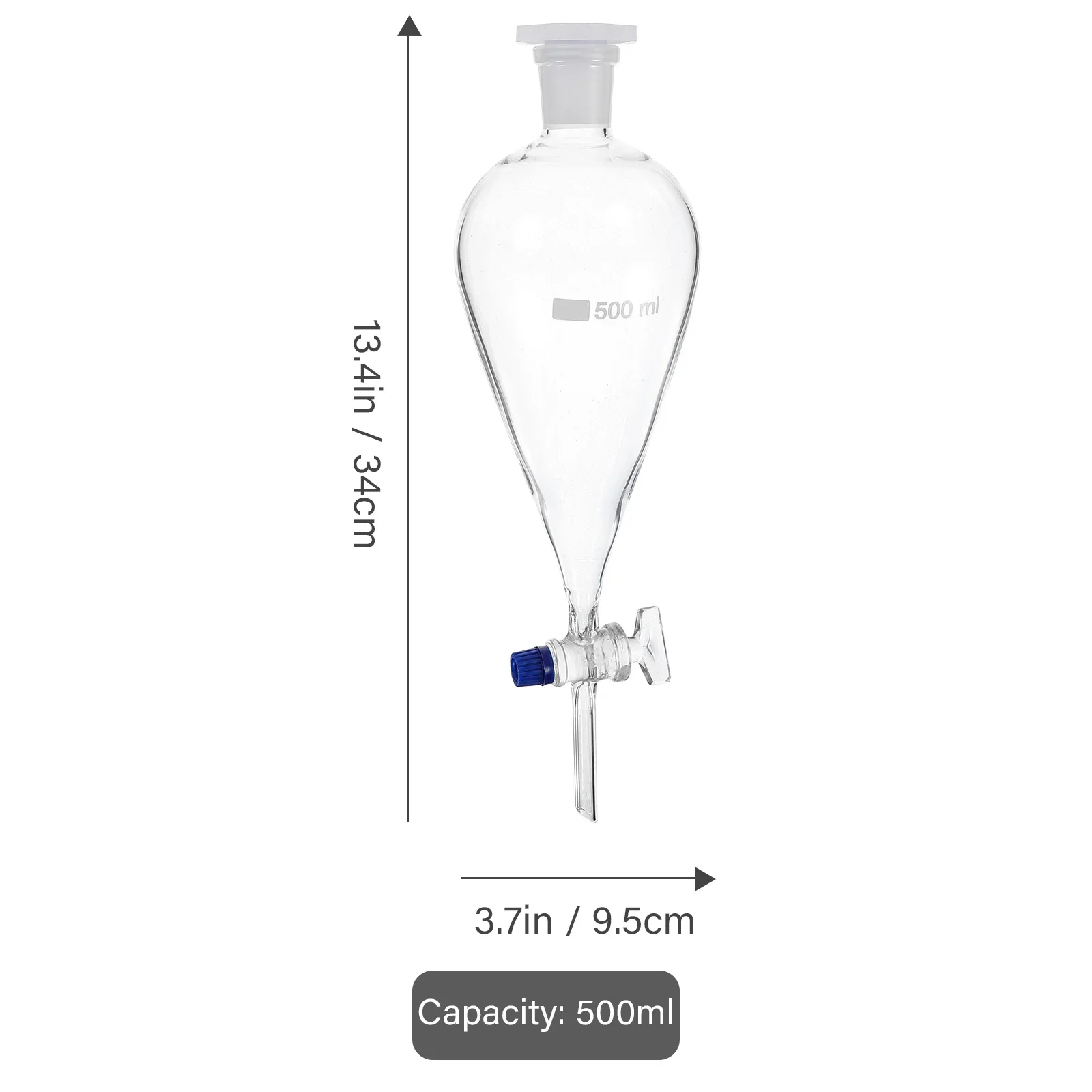 분리 깔때기 유리 분리 깔때기 500ml 실험실 깔때기 화학 실험실 실험을위한 깔때기 투명