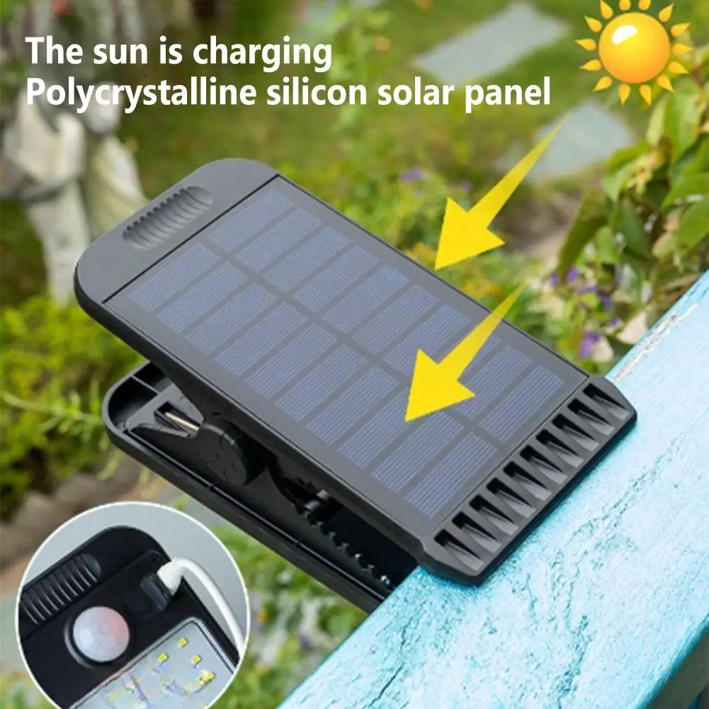 72led Solar Clip Light Super Bright IP67 Waterproof Human Body Sensor Wall Lamp Garden Lights For Outdoor Garden and Terrace