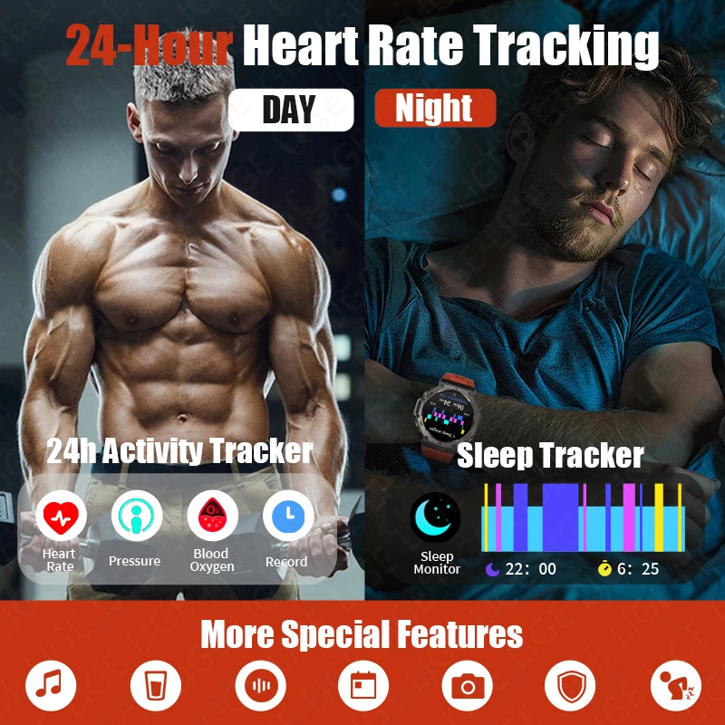 LIGE New T-Rex 3 Built-in GPS Smartwatch Men Compass Barometric Altimeter Bluetooth Call Watch 5ATM Waterproof Sport Smart Watch