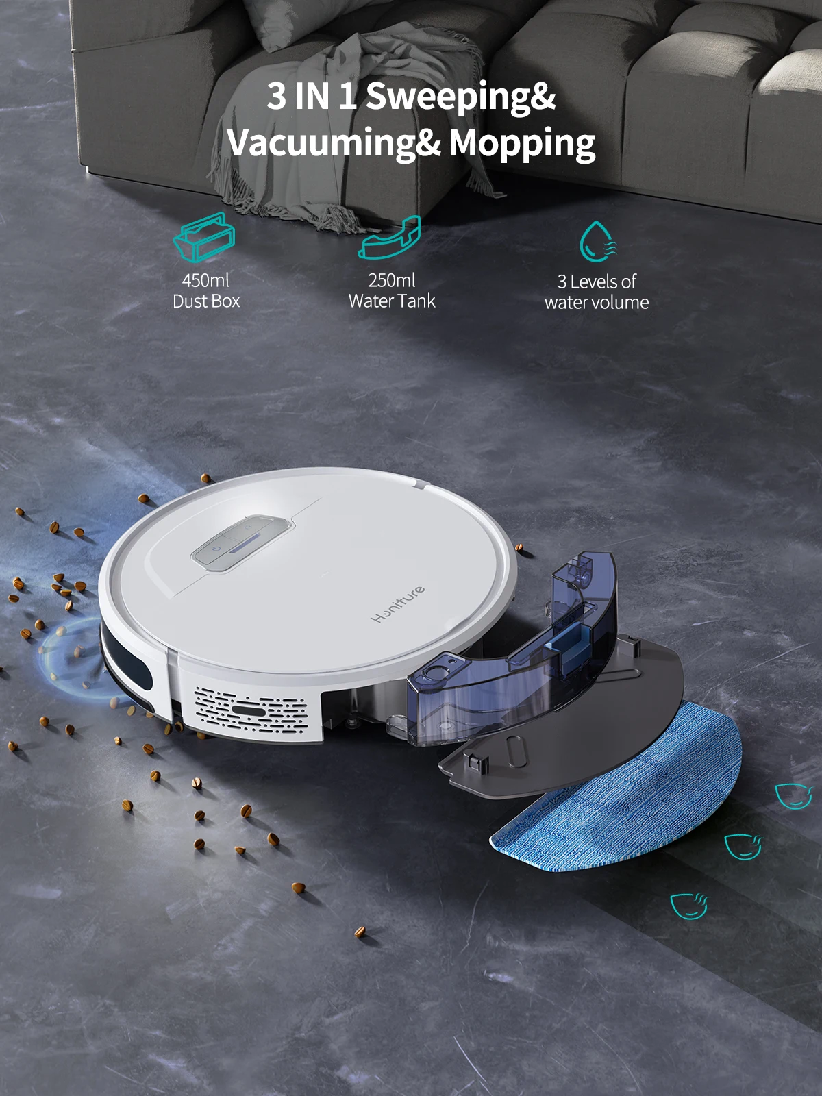 HONITURE Robot Vacuum Cleaner 4000Pa Smart Home Mop Sweeping & Dragging Integrated Self-Charging App&Remote&Voice Control robot vacuum cleaner