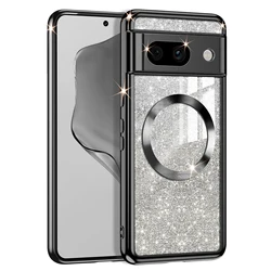 Glitter Transparent Slim Plating Shiny Phone Case for Pixel 10Pro XL (Black)