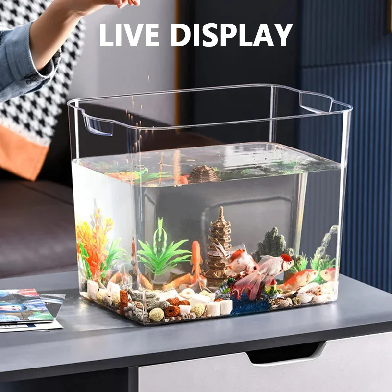 Desktop Aquarium Living Room Household Transparent Tabletop Fish Tank Explosion-proof Douyu Tank Fish Bowl Home Decor