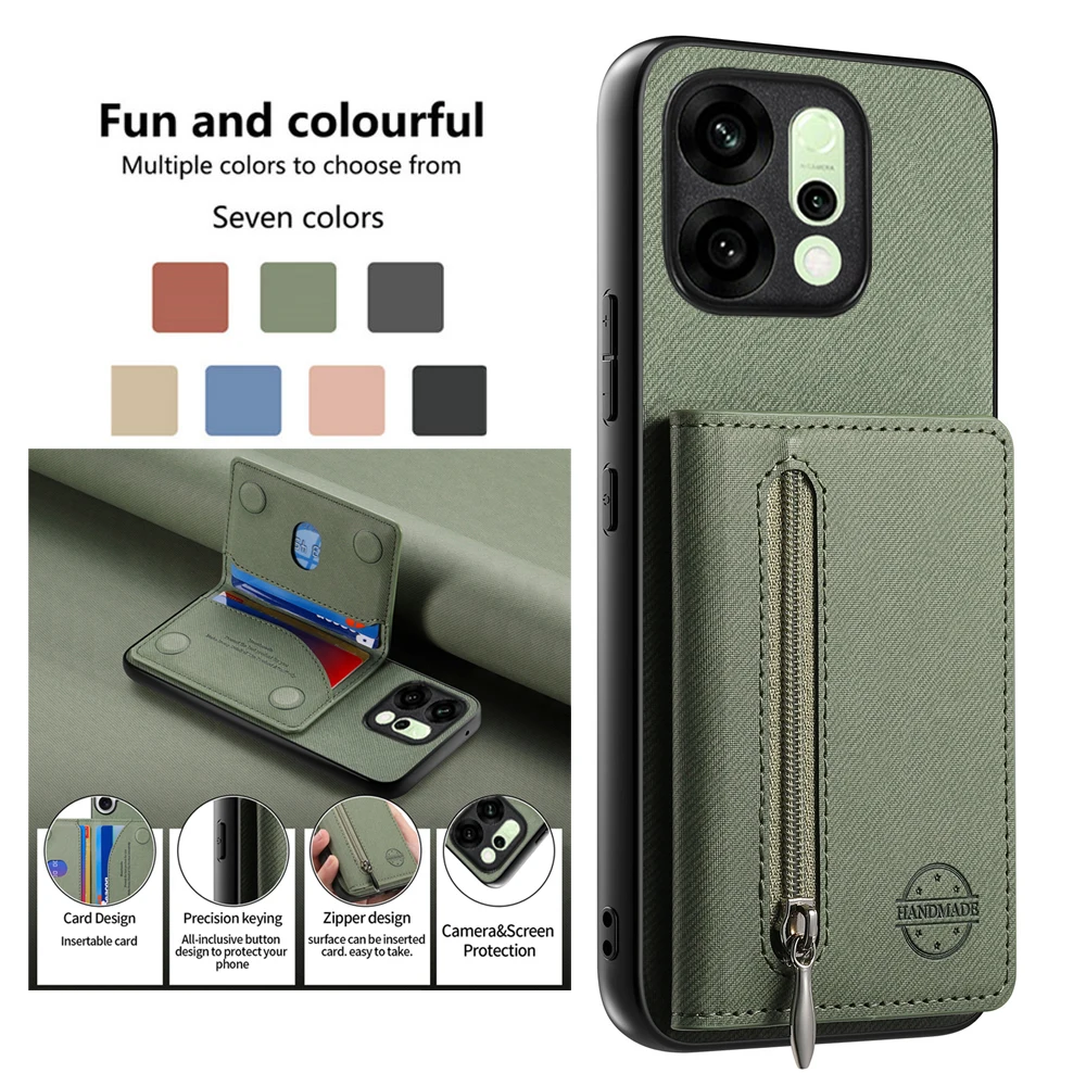 Luxury Zipper Card Holder Leather Wallet Phone Case