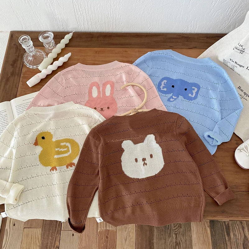 0-4 Years Baby Boy Girl Knitted Coat Cute Animals Spring Cardigan Sweater Jacket For Princess Outwear Birthday Gift Kids Clothes