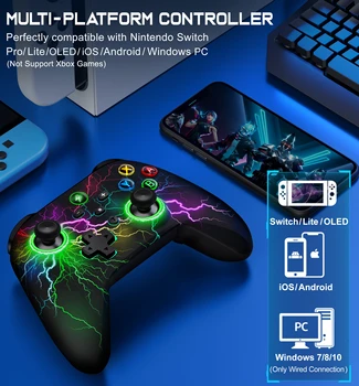BEBONCOOL Q212 RGB Gamepad Wireless RGB Pro Controller, Compatible with Nintendo Switch Lite/Switch Oled/PC/iOS/Android 2