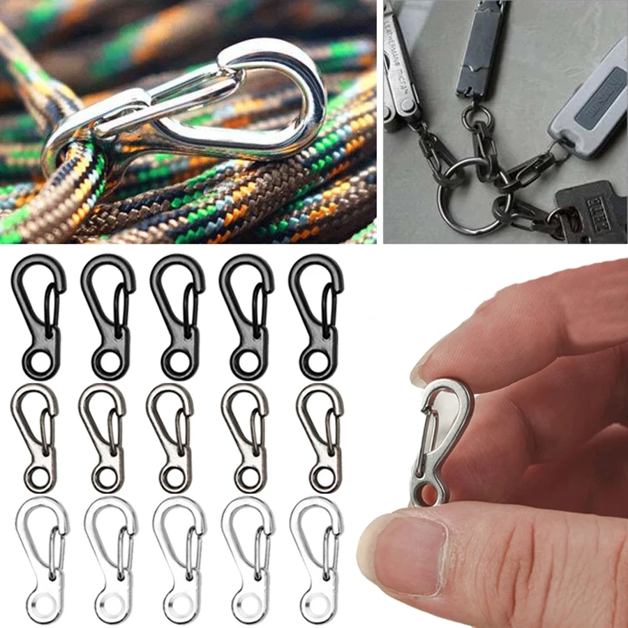 5/10/20pcs Durable Mini Carabiner for Camping, Survival, and Climbing - Strong Spring Backpack Clasps and Keychain Hooks for Par