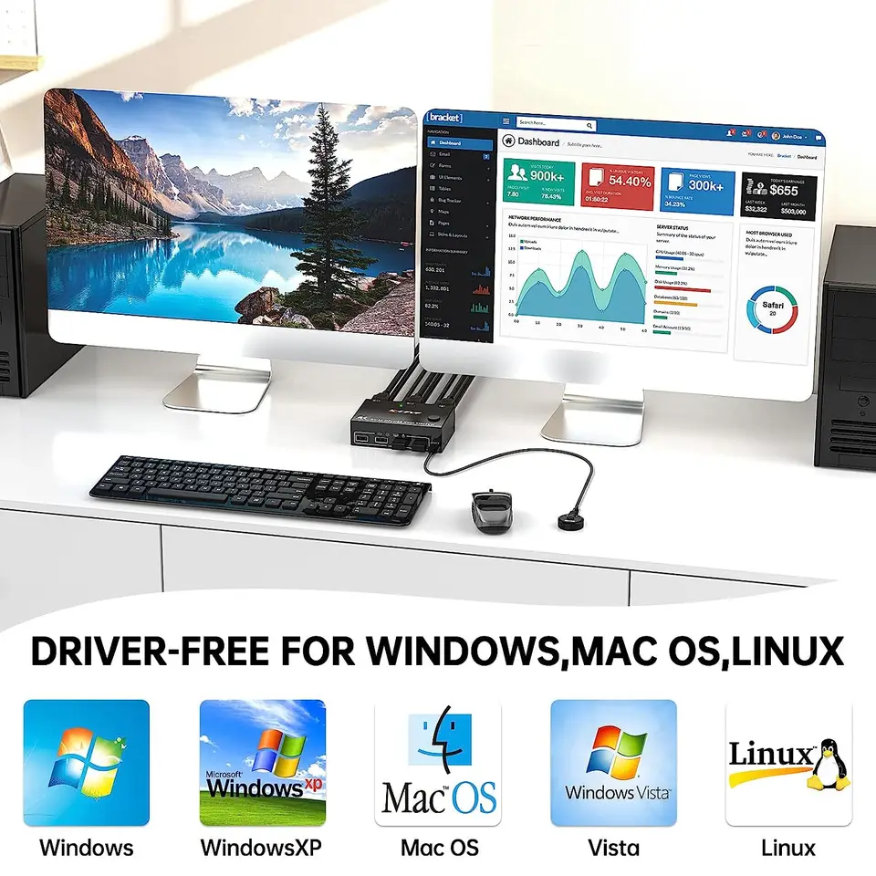 デュアルモニターkvmスイッチ,1.4,8k,@ 30hz,4k @ 144hz,拡張