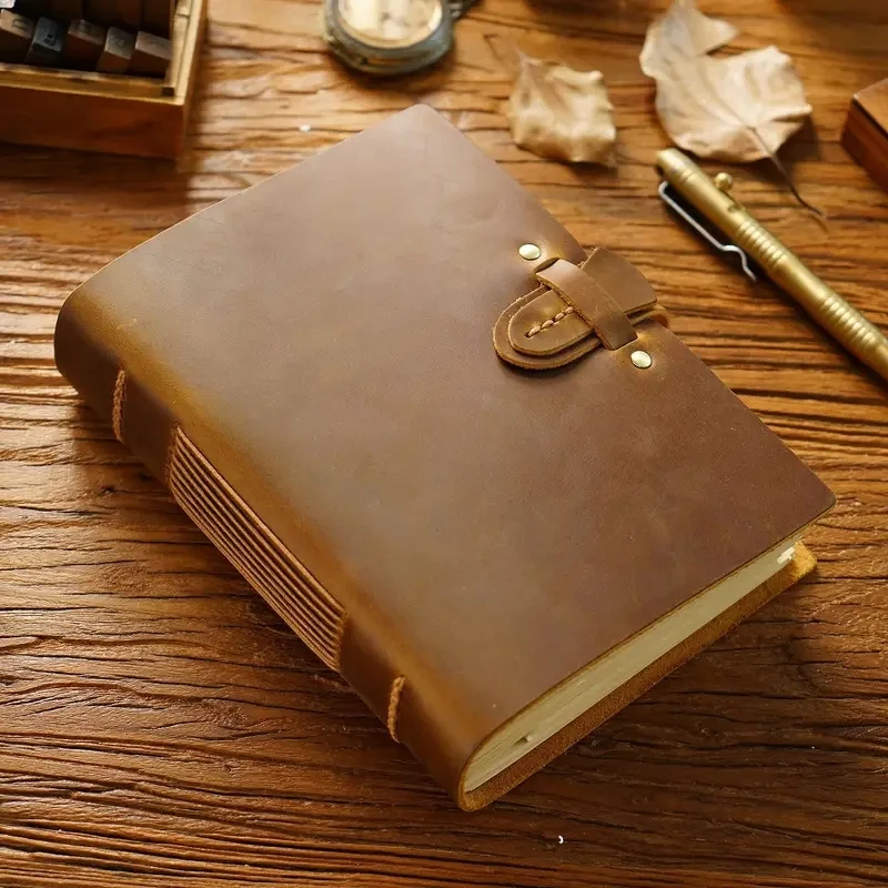 400 Pages Handmade Sketchbook Cowhide Cover Vintage Notebook Creative Notebook Diary Gift