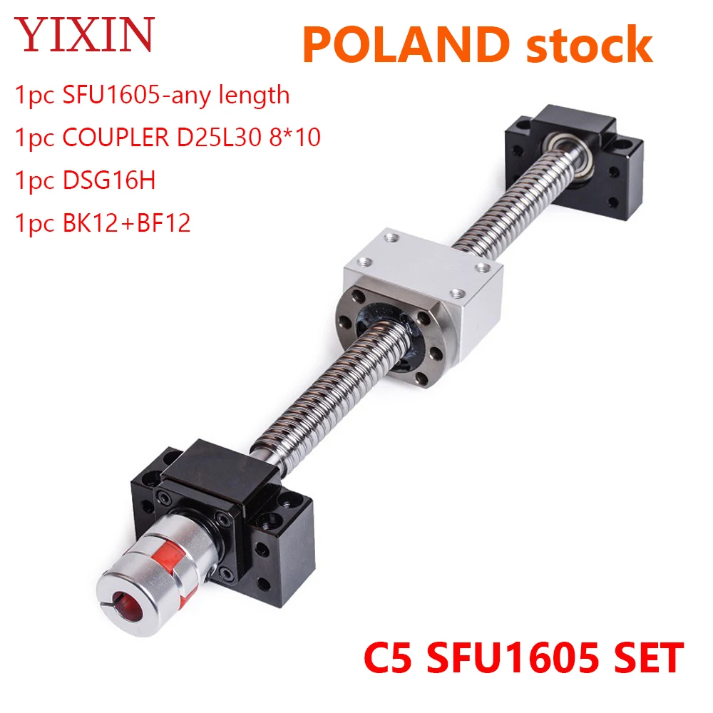 Personalizável c5 Ballscrew Grupo Sfu1605 End Usinado Ballnut Nut Housing bk Bf12 End Support Coupler Rm1605 Ballscrew Tamanho