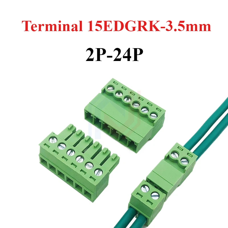 2 เซ็ต/ล็อตบัดกรีก้น 15EDGRK-3.5mm air-to-plug terminal ชายและหญิง plug-in 2EDGRK connector 1