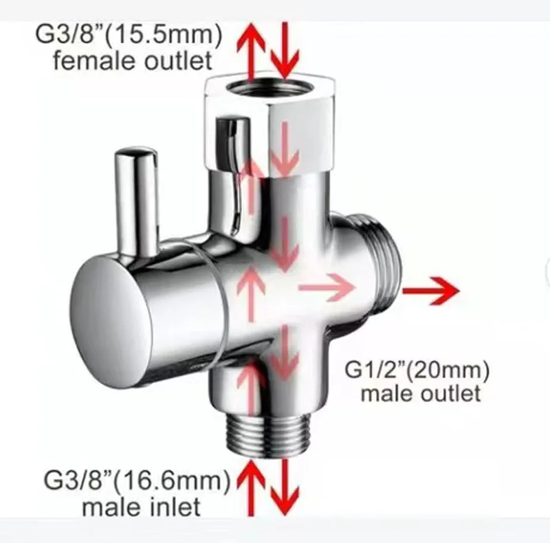 Toilet Corner Valve Water Distributor Spray Gun Shower Valve 7/8 1/2 Three-way 3/8 One in Two Out Water Distributor toilet spray gun shower diverter valve