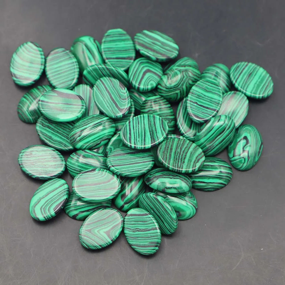 13X18Mm Pietra Naturale Forma Ovale Cabochon Perline Malachite Cristallo Gioielli Che Fanno Materiale Vestiti Accessori All'Ingrosso 50 Pezzi