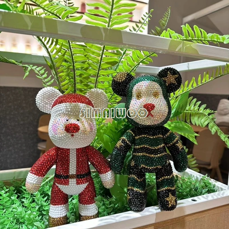 Handgemachte Strass Weihnachtsmann grüne Puppe DIY handgemachte Weihnachten Mosaik Bär glänzende dekorative Geschenk Kristall Spielzeug Kreuzstich – Detail 7