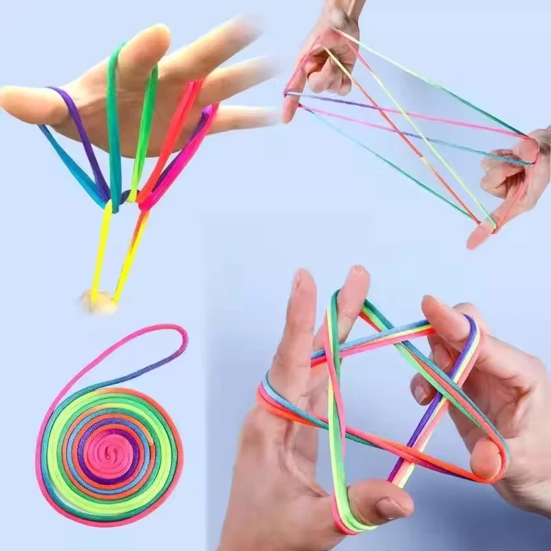 10Pcs Rainbow Color Cradle String Finger Games Classic Rope Thread Toy ...