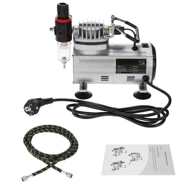 AC-18 Air Compressor Kit Electric Airbrush Hobby Paint Spray Gun Air Brush  Set Nail Art Paint Sprayers with Braided Air Hose - AliExpress