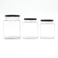 Full Size Capacity Empty Clear Square Glass Jar for Honey Coconut Oil with Airtight Lid MOQ500 Custom Available Inbox Us 1