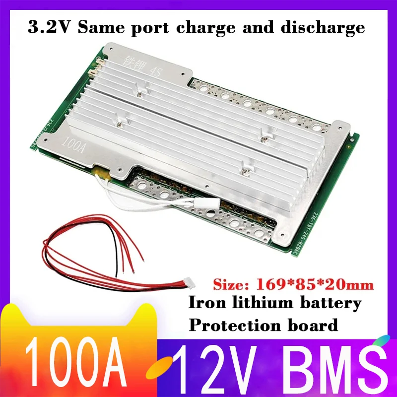 

12V 100A 4s BMS lifepo4 battery balance protection board 3.2V same connection PCM DIY battery pack for 12V power supply