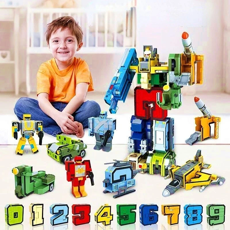 DIY Creative Building Blocks Educational Toys Assembling Action Figure Transformation Number Robot Deformation Robot Toy for Kid building blocks toys