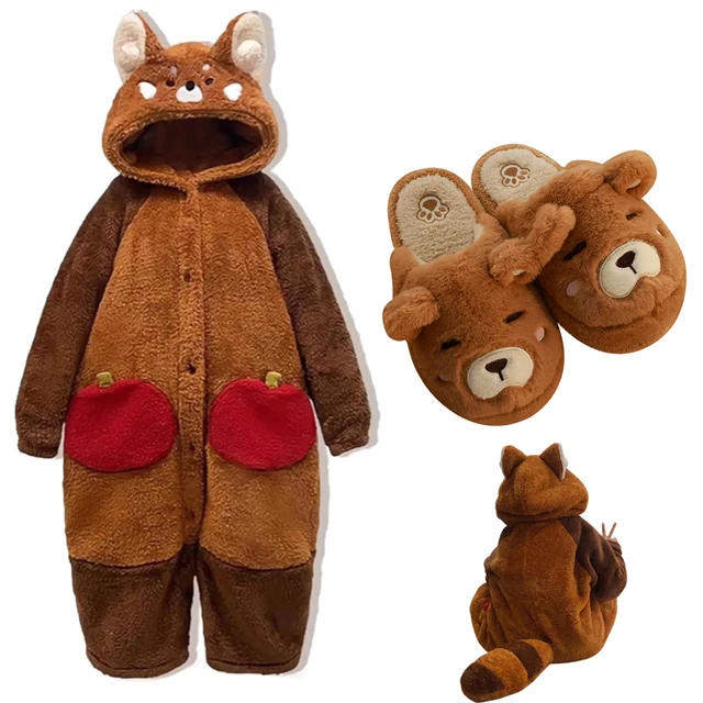 Adult Raccoon Cosplay Costume Robes Kigurumi Unicorn Onesie Anime Nightgown Halloween Cartoon Bear Pajamas Winter 1