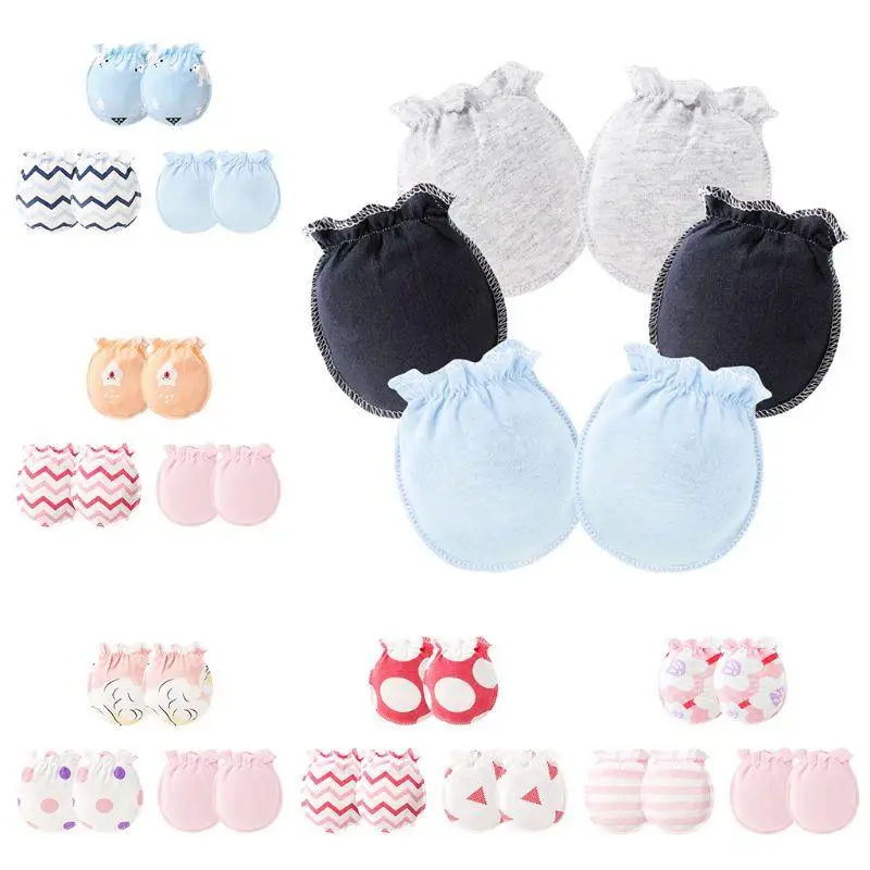 

3pair/set Simple Baby Knitting Mitten Newborn Anti-eat Hand Anti-grab Face Protect Glove Baby Mitten Color Matching