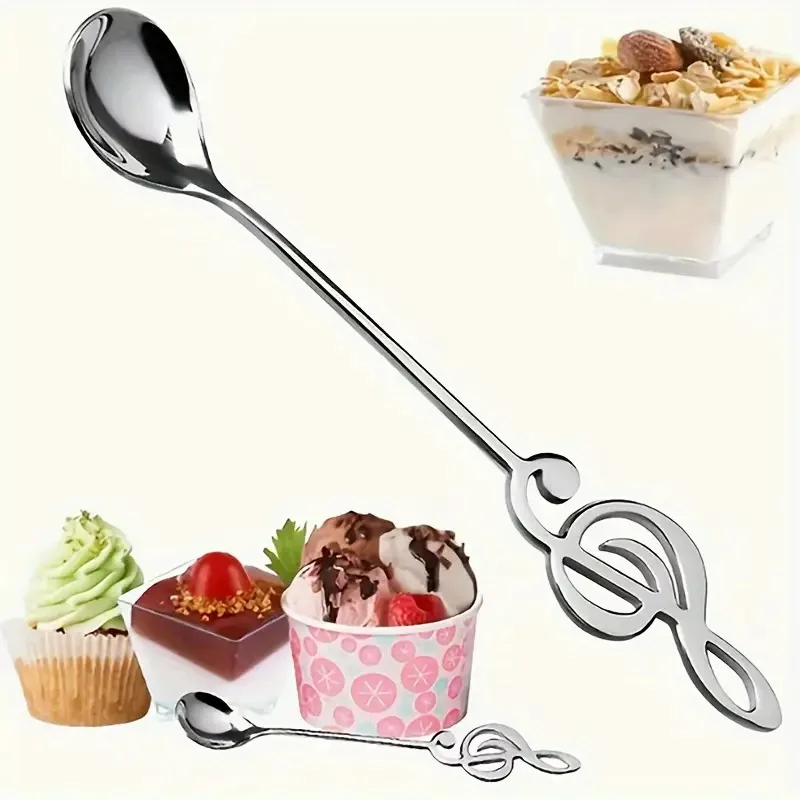 Notes Coffee Stirring Spoon Stainless Steel Teaspoon Creative Ice Cream Scoop Kitchen Tableware Bar Supplies Gifts stainless steel spoon