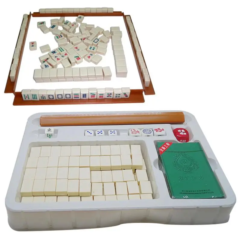 Mini Travel Mahjong Set Portable Mini 144 Traditional Mahjong Set Portable Elaborately Crafted Mahjong With Poker Cards For