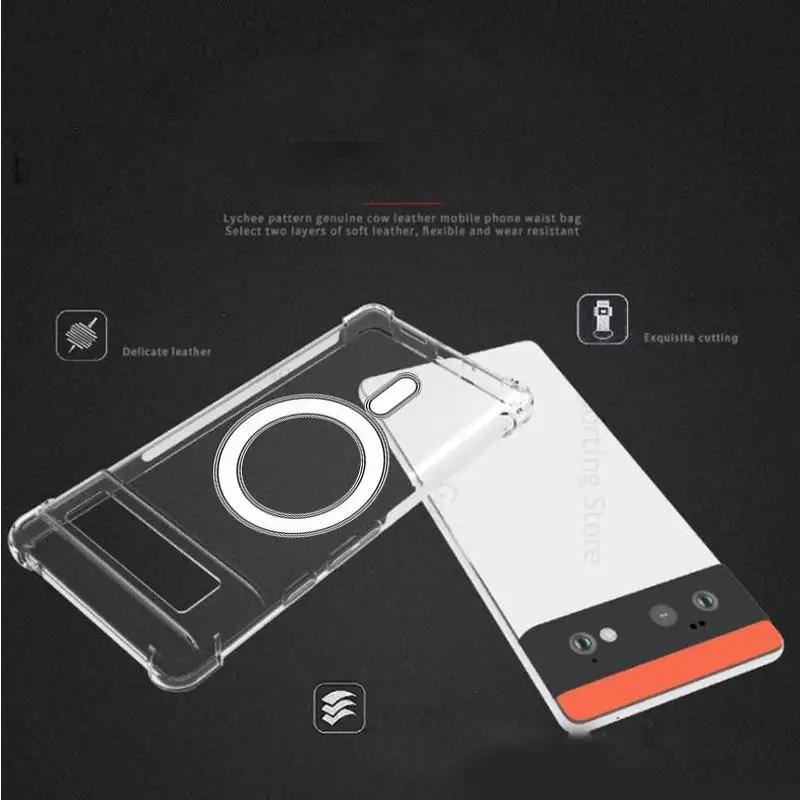 For Magsafe Transparent Case Funda For Google Pixel 6 Pro Wireless Charging Magsafing Cover For Google Pixel 6 Pro Magnetic Case