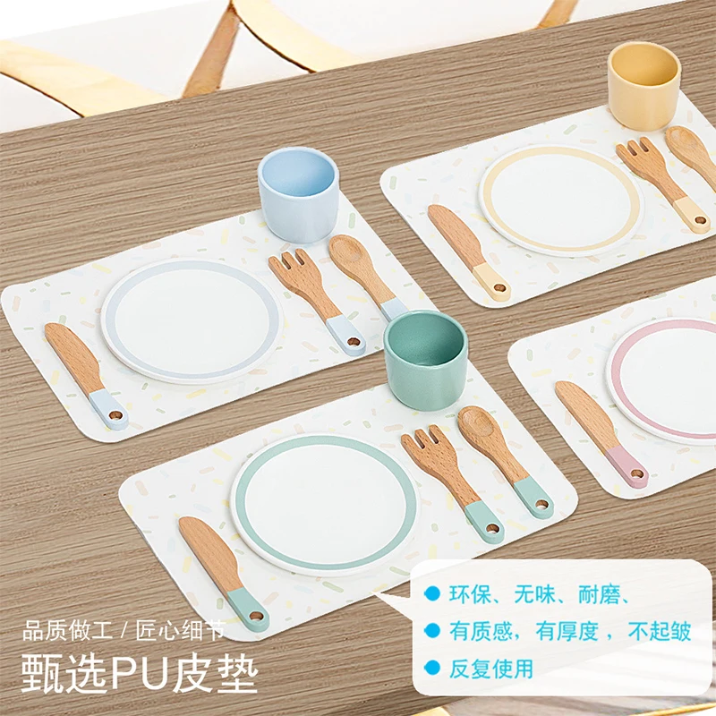 Wooden Simulation Western Tableware Set Pretend Play House Toys Children Kitchen Toy Set Kids Educational Toy Girl Birthday Gift 3