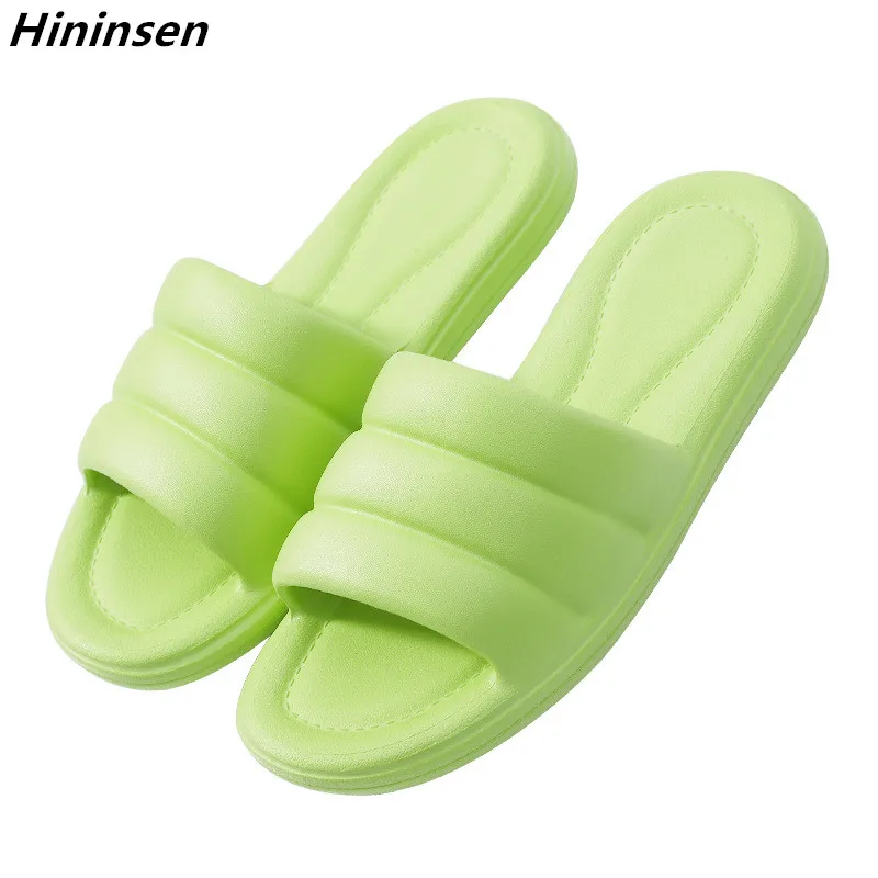 

New Thick Platform Bathroom Home Slippers Women Men Soft Sole Eva Indoor Slides Female Sandals 2023 Summer Non-Slip Slippers