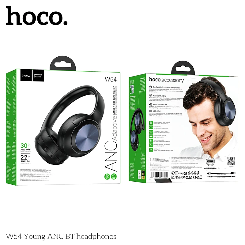 HOCO W54 ANC Nosie Reduction Bluetooth 5.4 Sports Headphones
