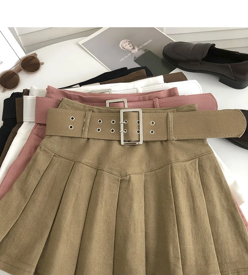 Mini Jupe Beige Passepoil Réversible Ceinture Velours Côtelé - ERLING