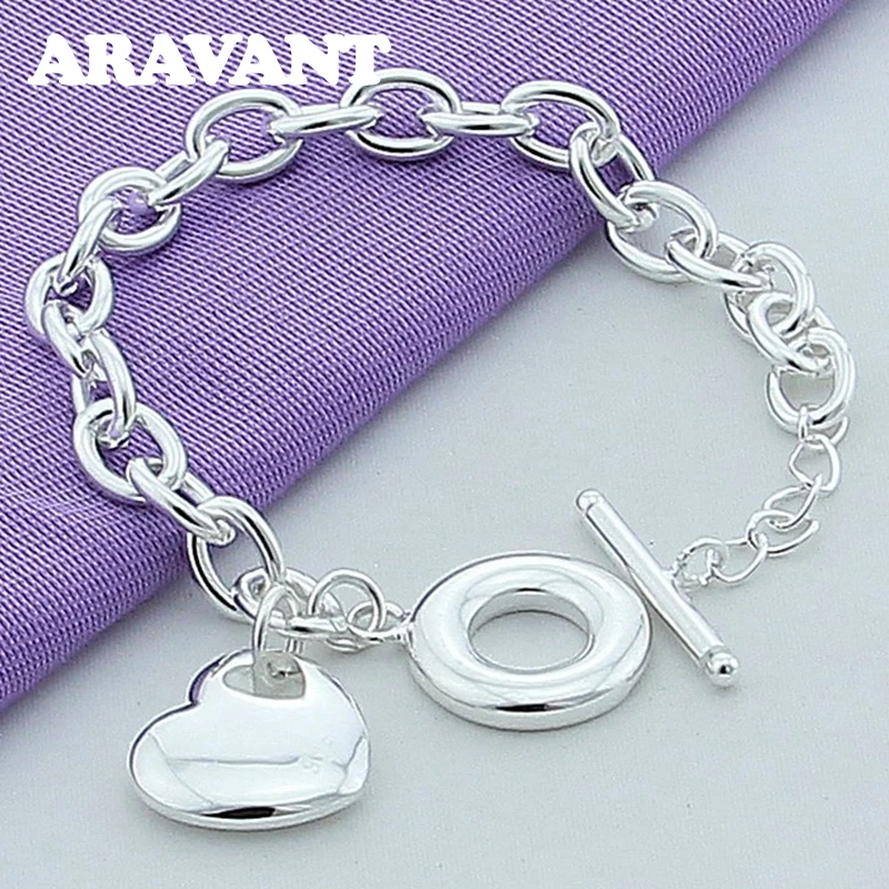 

Aravant 925 серебро любовь сердце Шарм Браслеты для женщин вечерние Ювелирные изделия Подарки